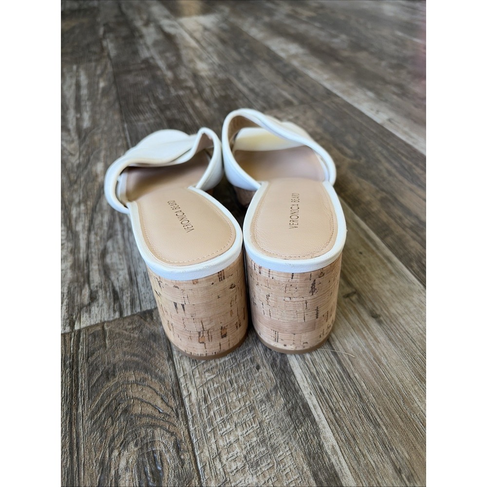 Veronica Beard Dory Sandals  Womens Sz 11 White Leather Cork Platform Heel Slide - Picture 4 of 7
